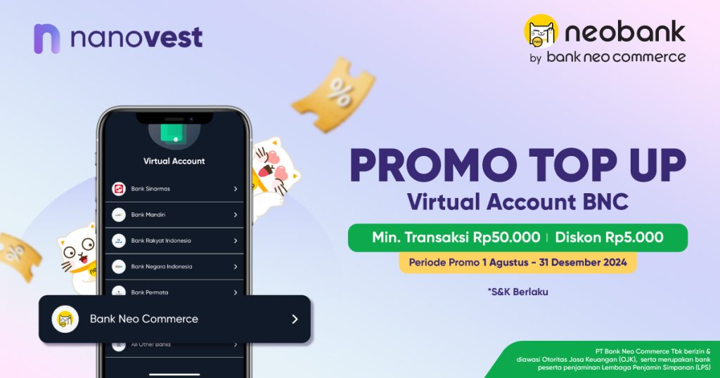 Top Up Di Nanovest melalui Bank Neo Commerce dan Dapatkan Diskon 10%!