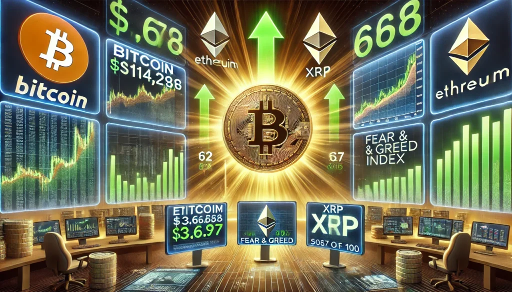 Kenaikan Harga Bitcoin, Ether, dan XRP Mendorong Sentimen Pasar ke Level Greed