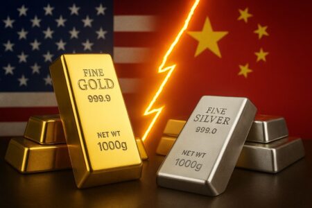 Ketegangan AS-China Dorong Emas ke Puncak US$4.218, Perak Ikut Melejit