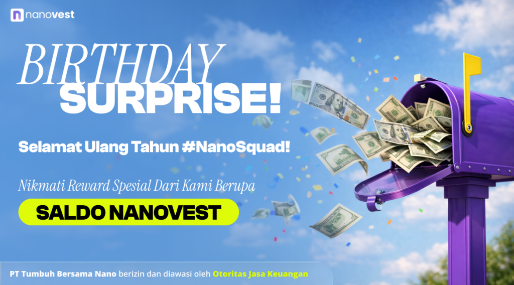 BIRTHDAY SURPRISE MARCH 2026 Banner program Birthday Surprise March 2026 Nanovest dengan hadiah saldo hingga 3x untuk pengguna yang berulang tahun di bulan Maret.