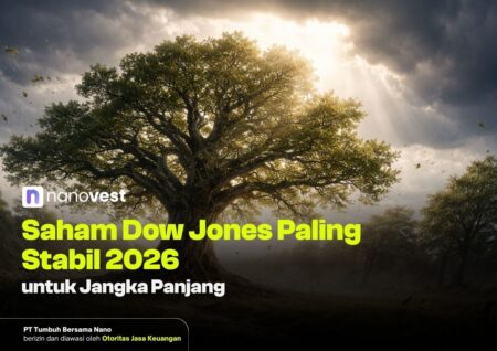 Ilustrasi saham Dow Jones paling stabil 2026 untuk investasi jangka panjang dengan dividen konsisten