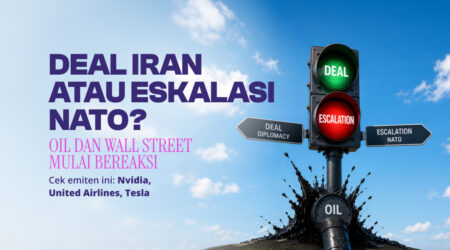 Deal Iran atau Eskalasi NATO? Oil dan Wall Street Mulai Bereaksi Indonesian poster debating NATO deal vs escalation, showing a green DEAL light and oil spilling from a pipe amid road signs.