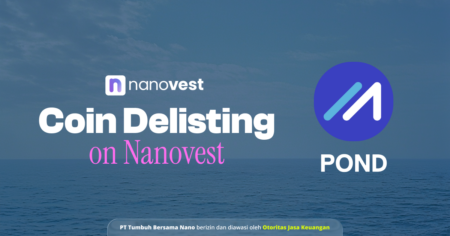Pengumuman Penghapusan (Delisting) Koin POND Blue ocean banner announcing Coin Delisting on Nanovest with the Nanovest logo on the left and the POND logo on the right.
