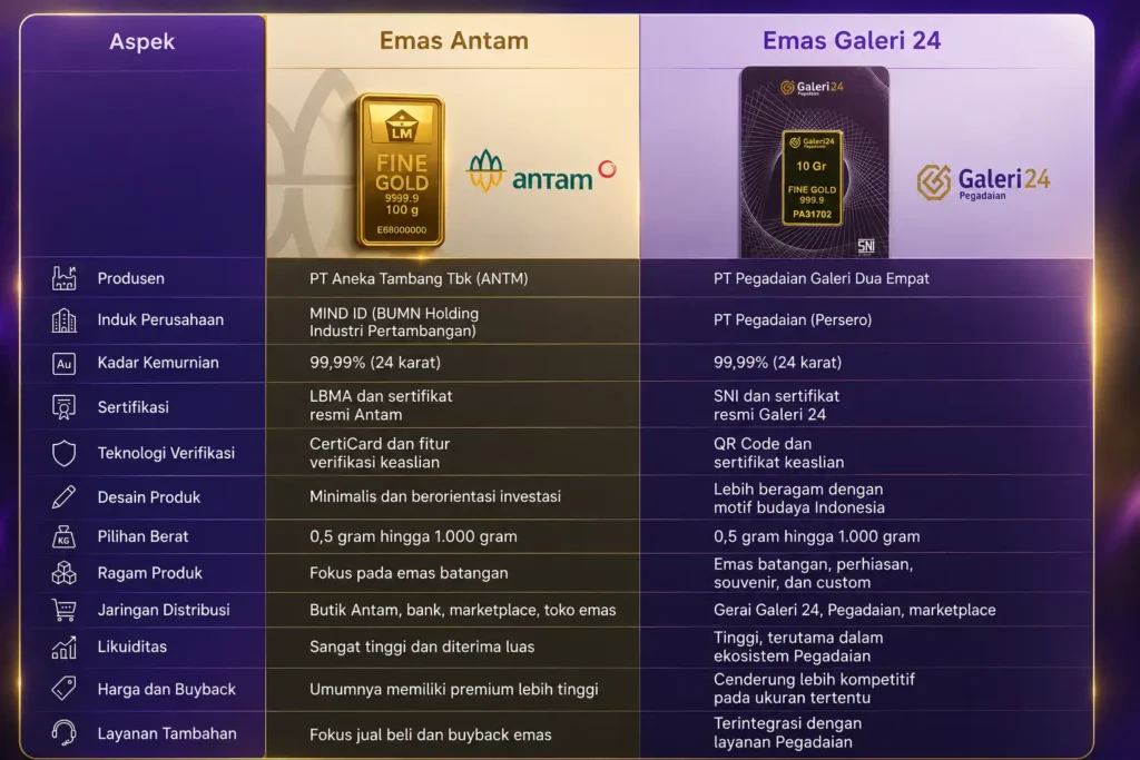 perbedaan emas antam dan galeri 24