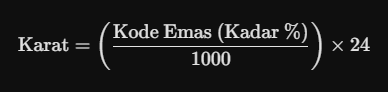 rumus karat emas