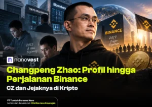 Man in a Binance hoodie stands in front of a crypto-finance collage with stock screens, the Binance logo, and a globe in the background (article cover).
