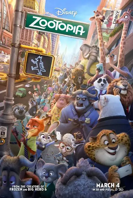 Zootopia 2016 - Blog Nanovest Zootopia movie poster showing a crowded city street filled with anthropomorphic animal characters.