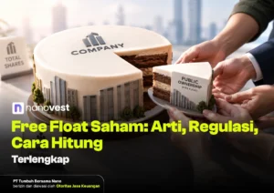 Cake decorated as a building with a 'COMPANY' logo; a slice labeled 'Public Ownership (Free Float)' is being served.