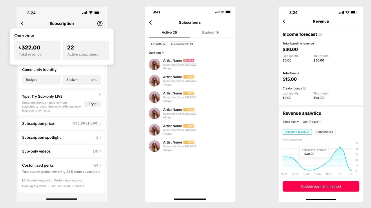 tiktok LIVE Subscriptions