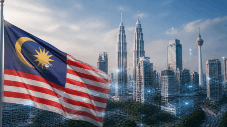 BNM Luncurkan SSDS+- Era Baru Obligasi dan Sukuk Berbasis Token Digital di Malaysia 1 - Blog Nanovest Tampilan visual abstrak teknologi blockchain cloud dan tokenisasi obligasi sukuk finansial modern