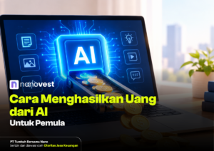Hero image: glowing AI icon on laptop screen with coins flowing along a conveyor belt, for an article on earning money from AI.