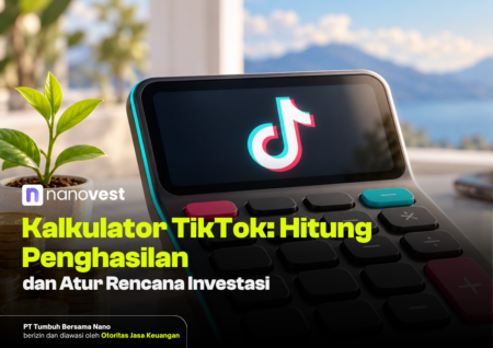 Calculator with TikTok logo on screen; article about calculating TikTok earnings and investment planning.