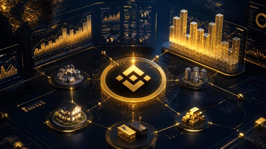 Info terbaru BNB Chain Pecah Rekor Aset RWA Tembus Miliar - Blog Nanovest Grafik pertumbuhan suplai RWA dan tren tokenisasi saham di BNB Chain dengan visualisasi aset kripto digital.