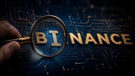 Kaca pembesar mengungkap jejak digital dalam investigasi insiden keamanan Binance - Blog Nanovest Ilustrasi insiden keamanan Binance dengan jejak digital yang terlihat melalui kaca pembesar
