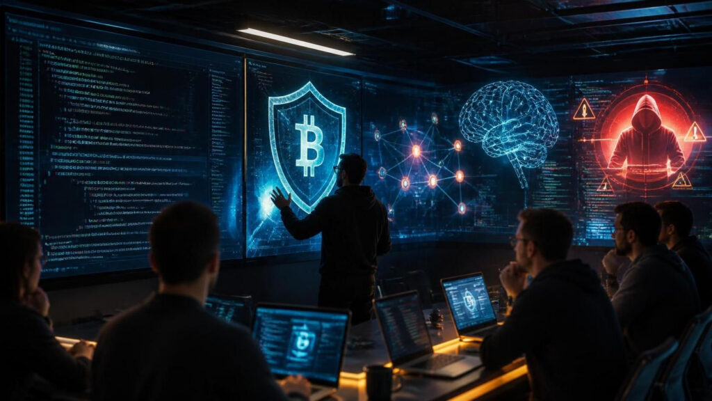 Kebijakan Keamanan Bitcoin Core Dirombak Imbas Ancaman AI - Blog Nanovest Ilustrasi sistem keamanan protokol kode perangkat lunak Bitcoin Core