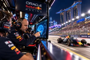 Strategis F1 Red Bull Gianpiero Lambiase menggunakan teknologi AI di pit wall Oracle Red Bull Racing saat Grand Prix Singapura.