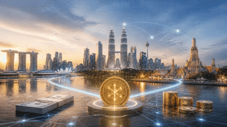 Monetary Authority of Singapore Gabungkan BLOOM dan Project Orchid untuk Kripto - Blog Nanovest Ilustrasi infrastruktur keuangan digital Monetary Authority of Singapore untuk BLOOM dan Project Orchid.