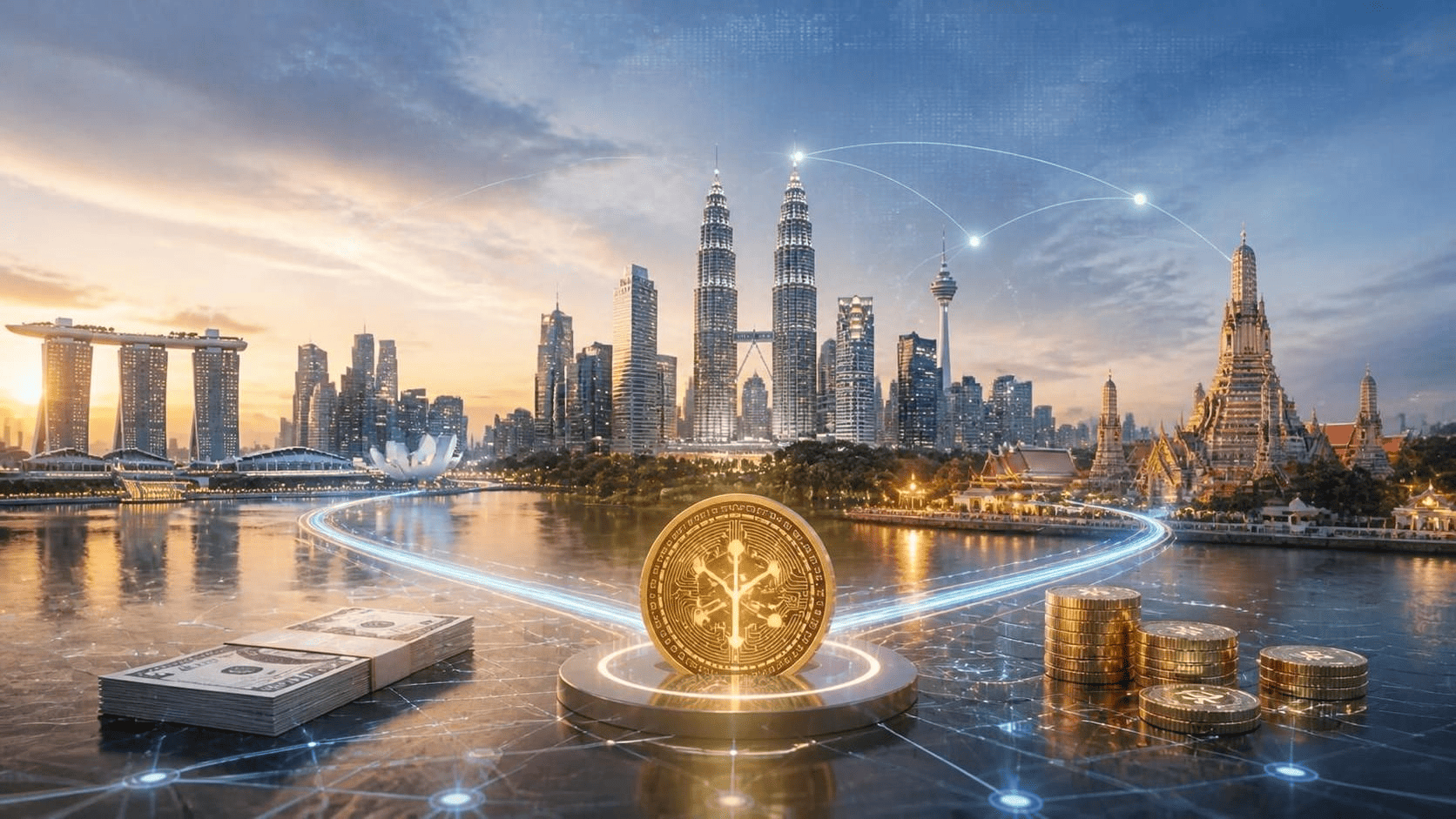 Ilustrasi infrastruktur keuangan digital Monetary Authority of Singapore untuk BLOOM dan Project Orchid.