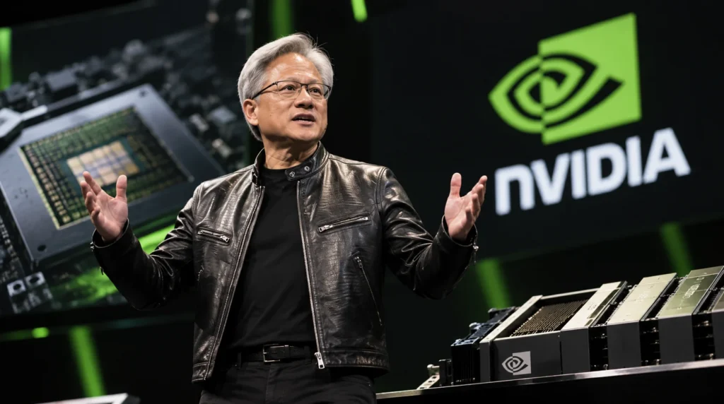 Jaket kulit hitam telah menjadi ciri khas penampilan Jensen Huang dalam berbagai presentasi dan acara NVIDIA.