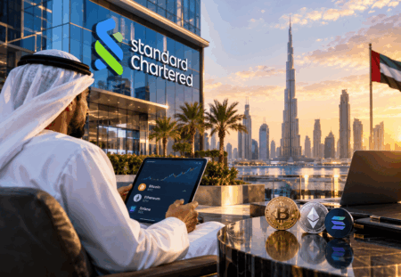 Standard Chartered kripto UAE: layanan trading BTC dan ETH untuk klien affluent di Uni Emirat Arab, Oktober 2026