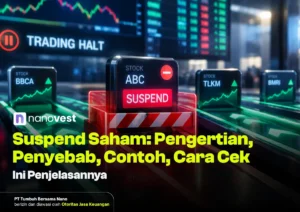 Trading screen shows ABC stock suspended with a red 'SUSPEND' indicator and a prominent 'TRADING HALT' banner in the background. (Nanovest)