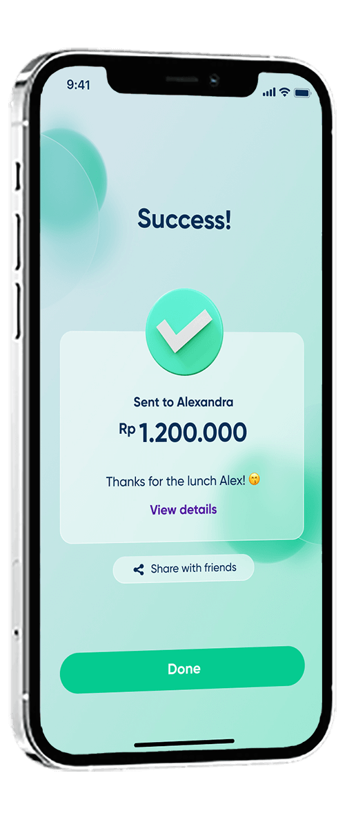 Tampilan Sukses Mengirim Uang ke Pengguna Nanovest